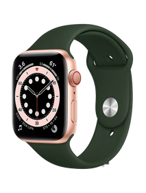 Apple Watch Series 6 LTE 44 мм Сталь золотистый / Зелёный спортивный M09F3