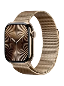 Apple Watch 10, 42 mm, Gold Titanium Stainless steel, Gold Milanese Loop