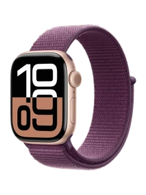 Apple Watch 10, 42 mm, Rose Gold Aluminium, Plum Sport Loop, M/L