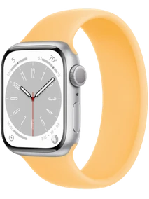 Apple Watch 8 45 мм Алюминий, Силикон, Серебристый, Солнечное сияние