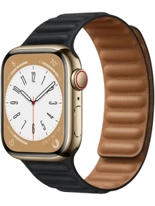Apple Watch 8 41 мм Сталь, Кожа, Золотой, Тёмно-серый