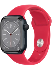 Apple Watch 8 45 мм Алюминий, Силикон, Тёмная ночь, Красный