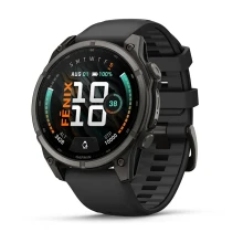Garmin Fenix 9 - 47mm, Carbon Gray DLC Titanium with Black Silicone Band
