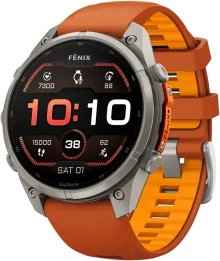 Garmin Fenix 9 Pro 47 мм (титановый, оранжевый силиконовый ремешок) Garmin Fenix 9 Pro 47 мм (титановый, оранжевый силиконовый ремешок)