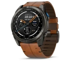 Garmin D2 Mach 2 Pro - 51 mm Carbon Gray DLC Titanium with Chestnut Leather Band