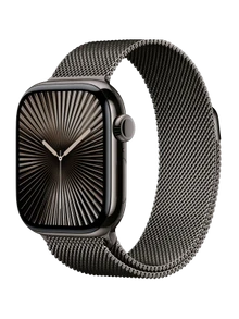 Apple Watch 10, 42 mm, Black Titanium Stainless steel, Black Milanese Loop