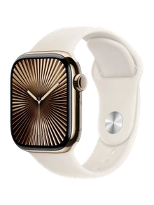 Apple Watch 10, 42 mm, Gold Titanium Stainless steel, Starlight Sport Band, S/M