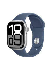 Apple Watch 10, 42 mm, Silver Aluminium, Storm blue Sport Band, S/M