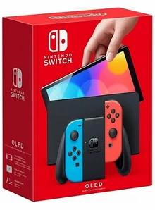 Nintendo Switch OLED Чёрный, с неоновыми Joy-Con