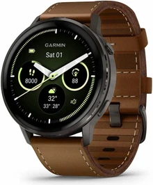 Garmin Venu 4 45 мм (черный/коричневый кожаный)