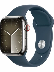 Watch 9 GPS, 41mm Silver Stainless steel, Storm Blue Sport Band