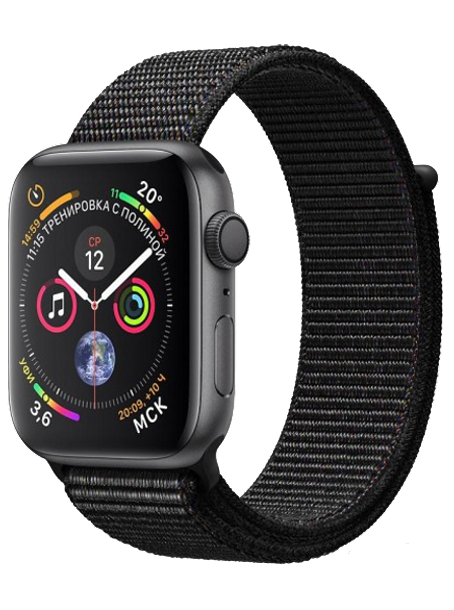 Apple Watch Series 4 44 мм Алюминий серый космос/Нейлон черный MU6E2