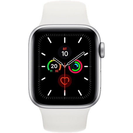 Apple Watch Series 5 LTE 44 мм Cталь серебристый/Белый спортивный MWW22