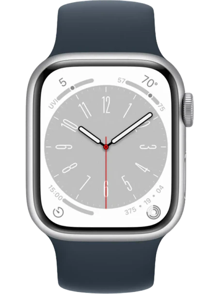 Apple Watch 8 41 мм Алюминий, Силикон, Серебристый, Синий шторм