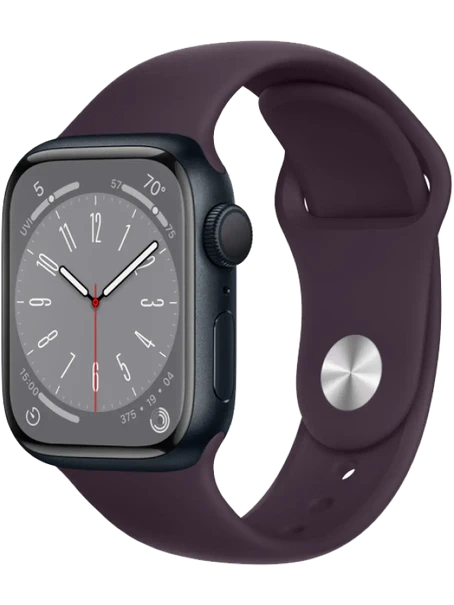 Apple Watch 8 41 мм Алюминий, Силикон, Тёмная ночь, Бузина