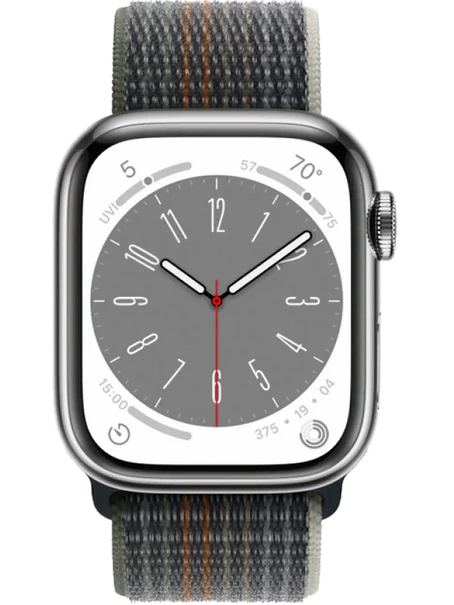 Apple Watch 8 45 мм Сталь, Нейлон, Серебристый, Тёмно-серый