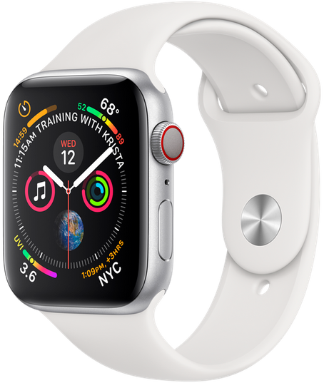 Apple Watch Series 5 40 мм Алюминий Серебристый/Белый спортивный MWV62