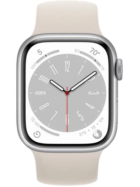 Apple Watch 8 45 мм Алюминий, Силикон, Серебристый, Сияющая звезда