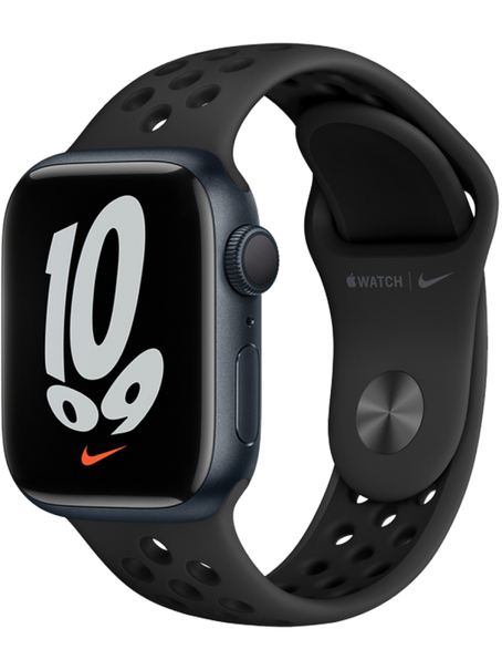 Apple Watch Nike Series 7 45 мм Алюминий Тёмная ночь/Антрацитовый-чёрный MKNC3RU-A