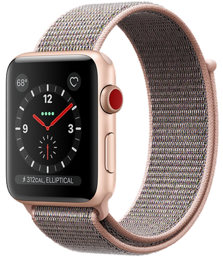 Apple Watch Series 4 44 мм Алюминий золотистый/Нейлон розовый песок MU6G2