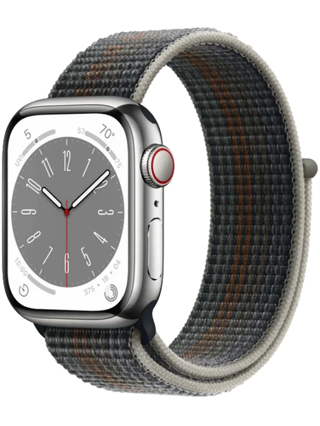 Apple Watch 8 45 мм Сталь, Нейлон, Серебристый, Тёмно-серый