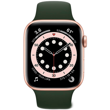 Apple Watch Series 6 LTE 44 мм Сталь золотистый / Зелёный спортивный M09F3