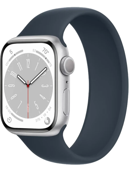 Apple Watch 8 41 мм Алюминий, Силикон, Серебристый, Синий шторм