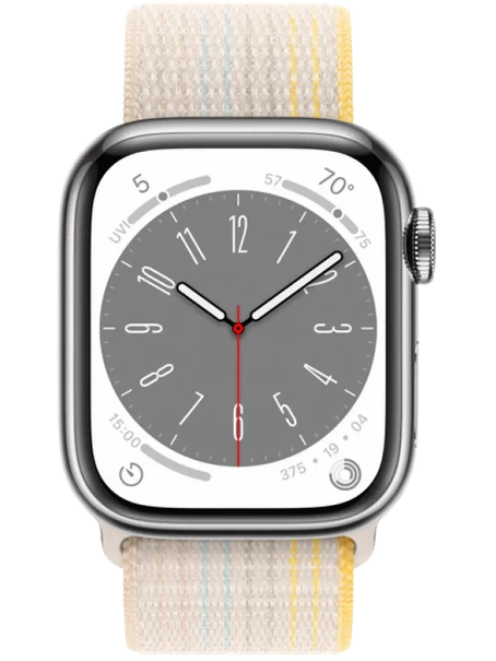 Apple Watch 8 45 мм Сталь, Нейлон, Серебристый, Сияющая звезда