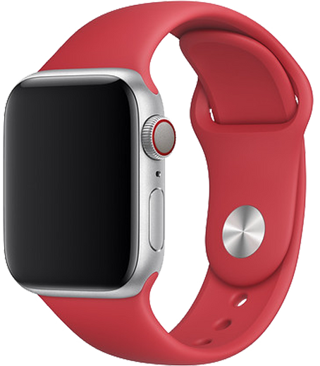Apple Watch Series 5 44 мм Алюминий серебристый/Красный спортивный MU9N2