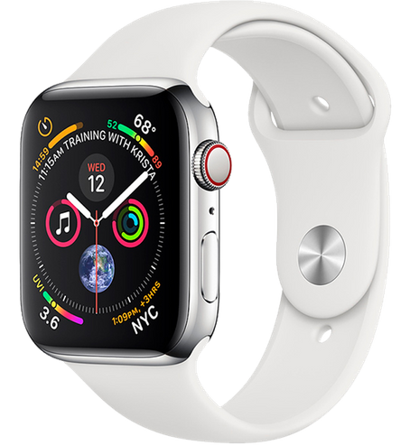 Apple Watch Series 4 LTE 44 мм Сталь серебристый/Белый MTV22