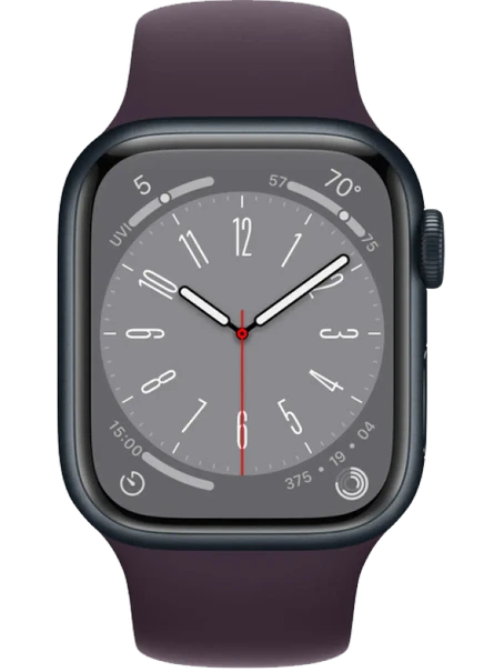 Apple Watch 8 45 мм Алюминий, Силикон, Тёмная ночь, Бузина