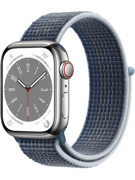 Apple Watch 8 41 мм Сталь, Нейлон, Серебристый, Синий шторм