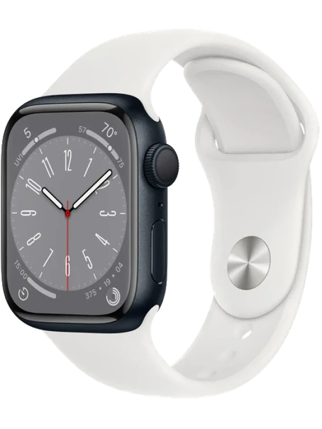 Apple Watch 8 45 мм Алюминий, Силикон, Тёмная ночь, Белый