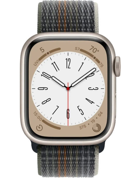 Apple Watch 8 45 мм Алюминий, Нейлон, Сияющая звезда, Тёмно-серый