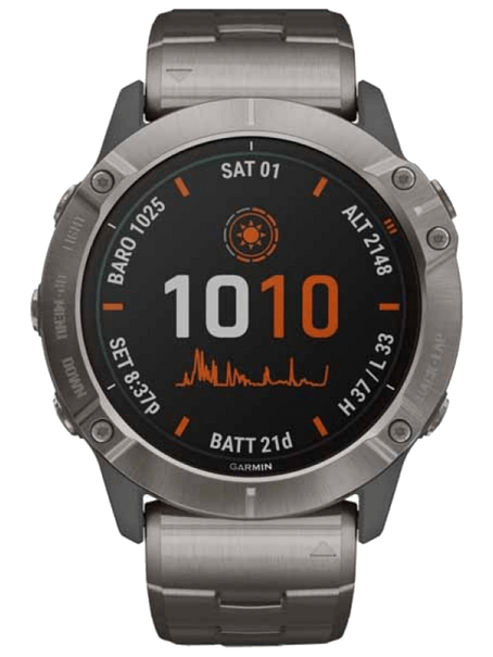 Garmin Fenix 6X Pro Solar (Титановый DLC/Оранжевый титановый)