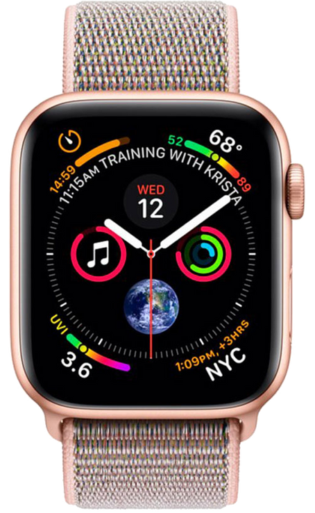 Apple Watch Series 4 44 мм Алюминий золотистый/Нейлон розовый песок MU6G2