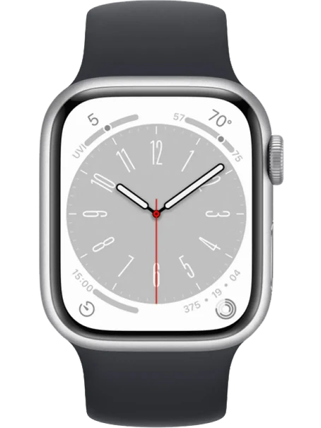 Apple Watch 8 45 мм Алюминий, Силикон, Серебристый, Тёмно-серый