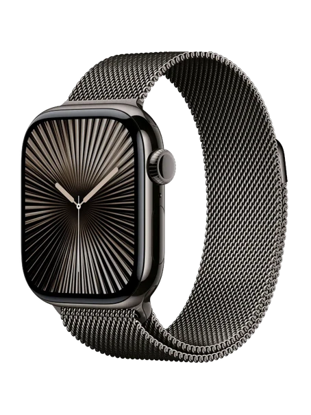 Apple Watch 10, 42 mm, Black Titanium Stainless steel, Black Milanese Loop