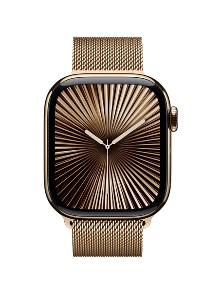 Apple Watch 10, 42 mm, Gold Titanium Stainless steel, Gold Milanese Loop