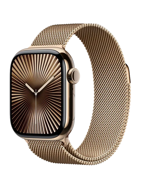 Apple Watch 10, 46 mm, Gold Titanium Stainless steel, Gold Milanese Loop