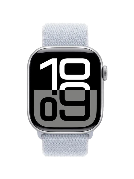 Apple Watch 10, 42 mm, Silver Aluminium, Blue Sport Loop, M/L