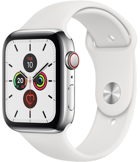 Apple Watch Series 5 LTE 40 мм Сталь серебристый/Белый спортивный MWWR2