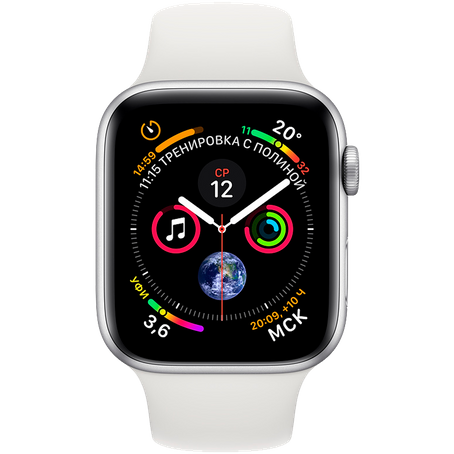 Apple Watch Series 4 LTE 44 мм Алюминий серебристый/Белый MTUU2