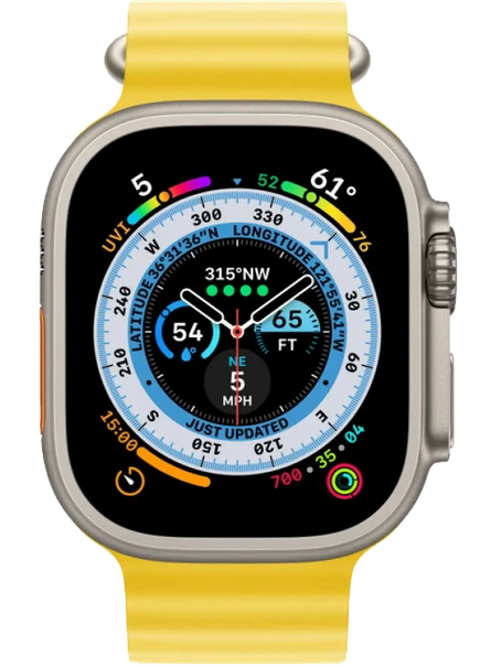 Apple Watch Ultra 130-200 мм Фторэластомер Жёлтый