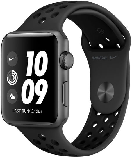 Apple Watch Series 3 Nike 42 мм Алюминий Серый Космос/Антрацитовый чёрный MTF42