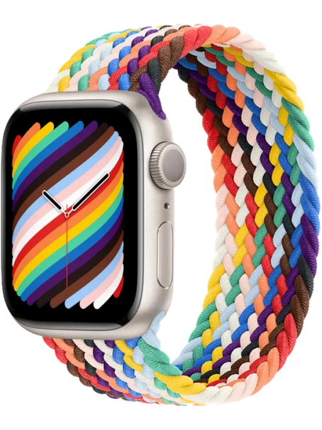Apple Watch 8 45 мм Алюминий, Силикон/Ткань, Сияющая звезда, Радужный