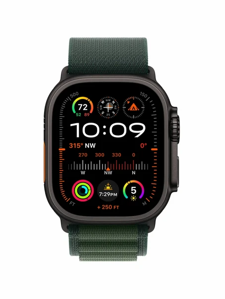 Watch Ultra 2, 49 mm, Black, Alpine Loop, Dark Green - S