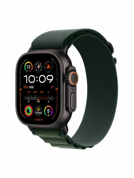 Watch Ultra 2, 49 mm, Black, Alpine Loop, Dark Green - S