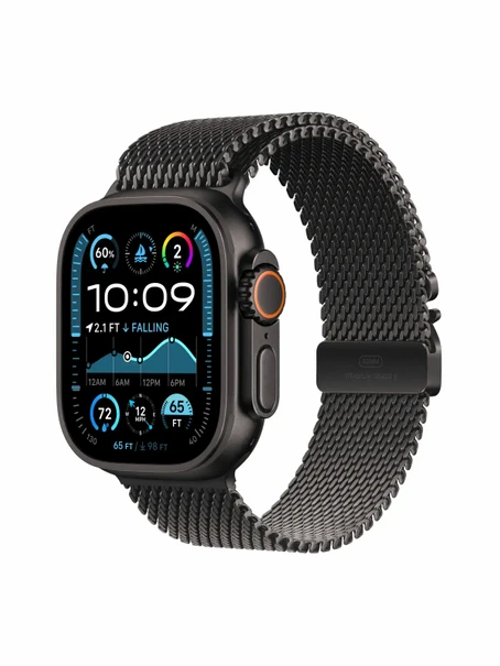 Watch Ultra 2, 49 mm, Black, Titanium Milanese Loop, Black - S