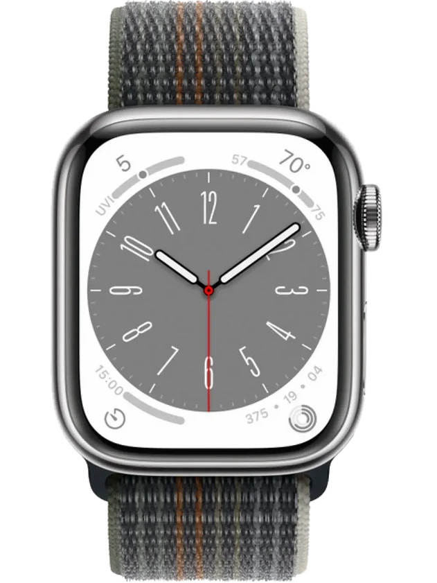 Apple Watch 8 45 мм Сталь, Нейлон, Серебристый, Тёмно-серый